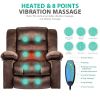 36.6" Wide Velvet Manual Swivel Rocker Heating Massage Recliner Chair with Cupholders