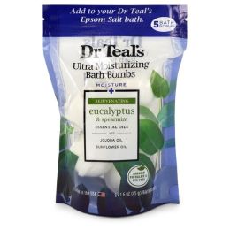 Dr Teal's Ultra Moisturizing Bath Bombs Five (5) 1.6 Oz Moisture Rejuvinating Bath Bombs With Eucalyptus & Spearmint, Essential Oils, Jojoba Oil, Sunf