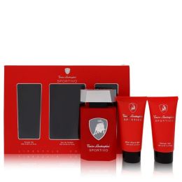 Lamborghini Sportivo Gift Set - 4.2 Oz Eau De Toilette Spray + 3.4 Oz Shower Gel + 3.4 Oz After Shave Balm -- For Men